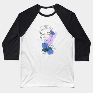 Abstract Face Girl with Flowers Baseball T-Shirt